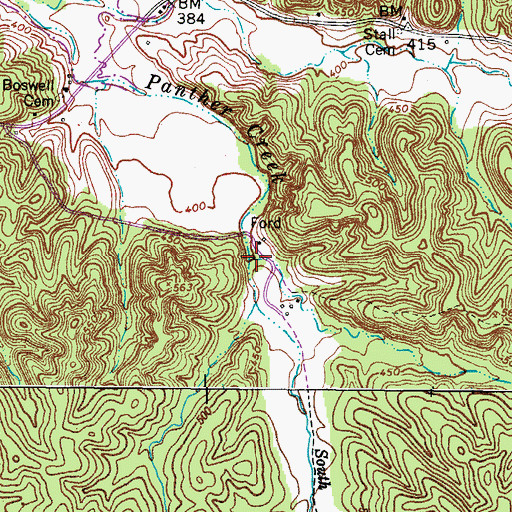 Topographic Map of South Fork Panther Creek, TN