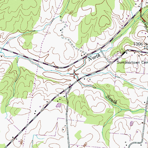 Topographic Map of South Fork Saw Creek, TN