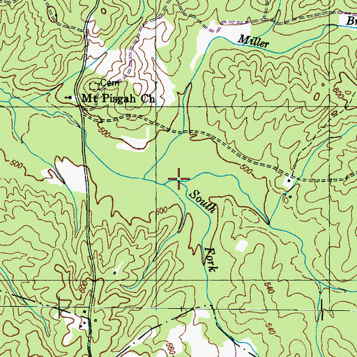 Topographic Map of South Fork Scarce Creek, TN