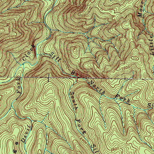Topographic Map of South Fork Sill Branch, TN