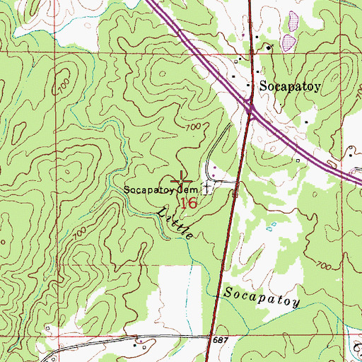 Topographic Map of Socapatoy Cemetery, AL