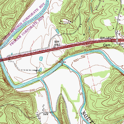 Topographic Map of South Harpeth River, TN