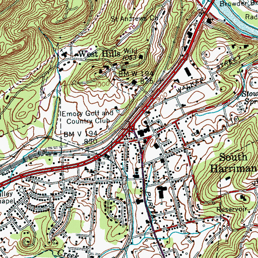 Topographic Map of South Harriman, TN