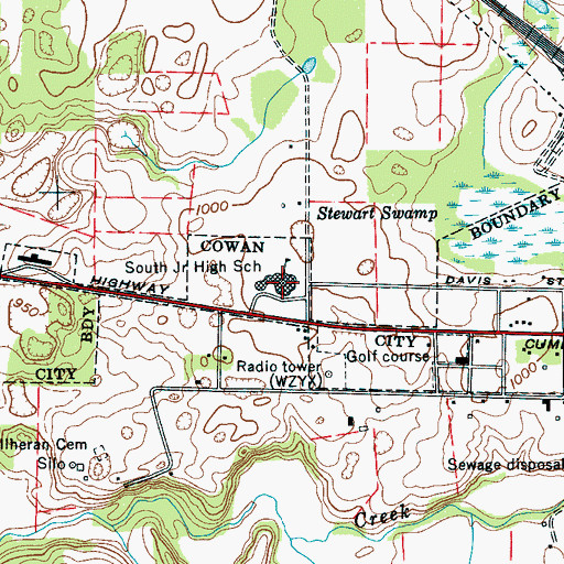 Topographic Map of South Junior High School, TN