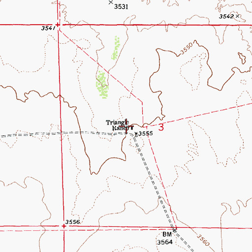 Topographic Map of Triangle Ranch, AZ