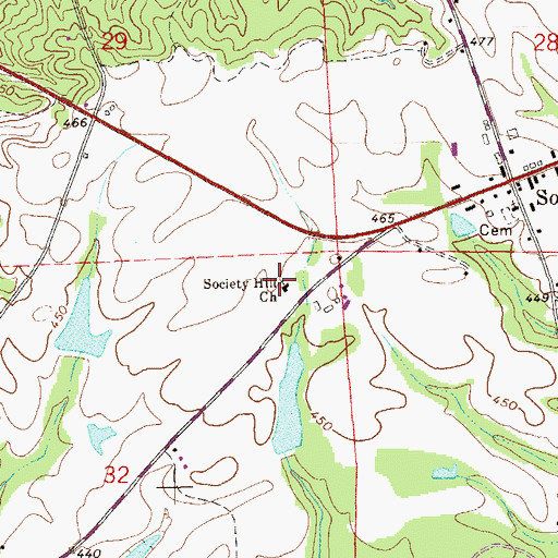 Topographic Map of Society Hill Church, AL