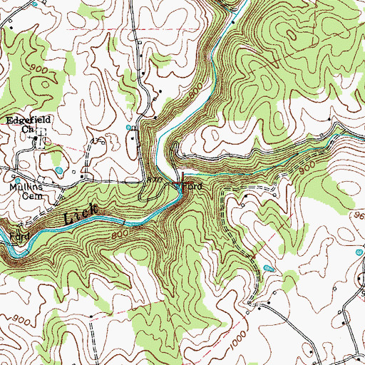 Topographic Map of South Lick Creek Branch, TN