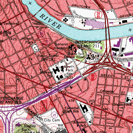 Topographic Map of South Park, TN