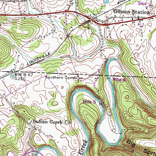 Topographic Map of Southern Cemetery, TN