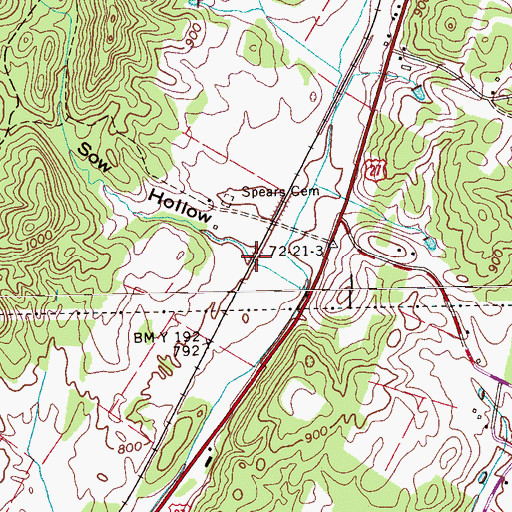 Topographic Map of Sow Hollow, TN