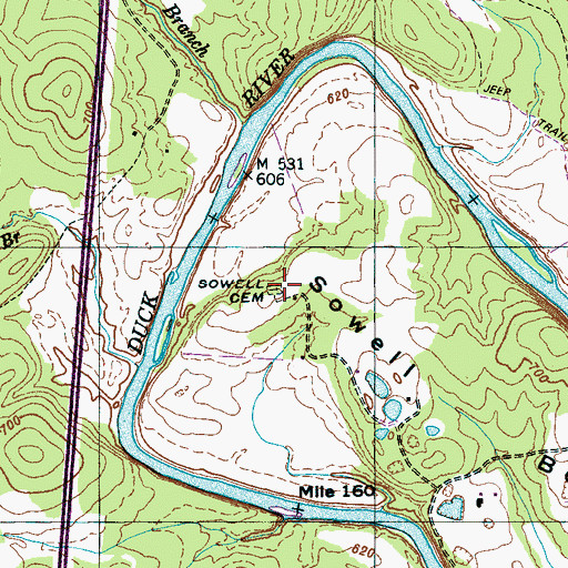 Topographic Map of Sowell Cemetery, TN