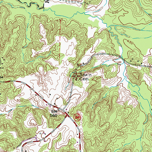 Topographic Map of Spain Cemetery, TN