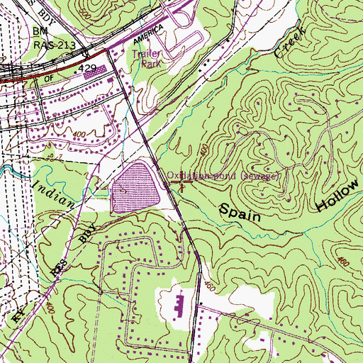 Topographic Map of Spain Hollow, TN