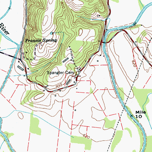 Topographic Map of Spangler Cemetery, TN