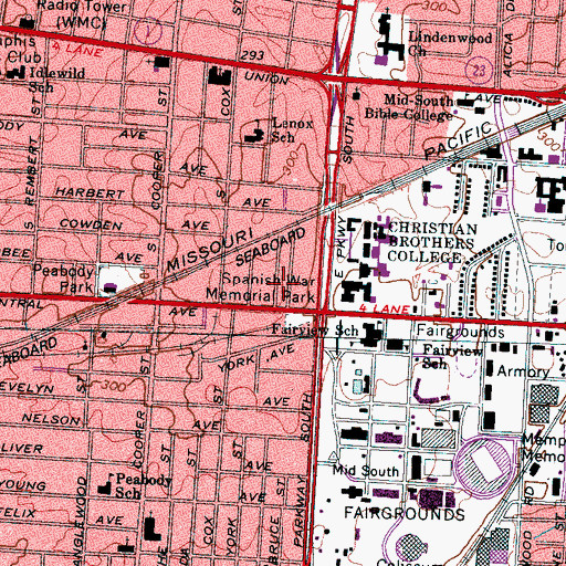 Topographic Map of Spanish War Memorial Park, TN