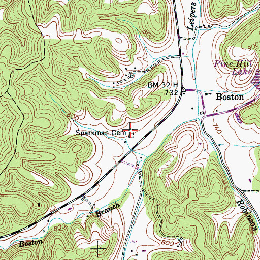 Topographic Map of Sparkman Cemetery, TN