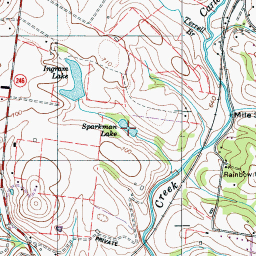 Topographic Map of Sparkman Lake, TN