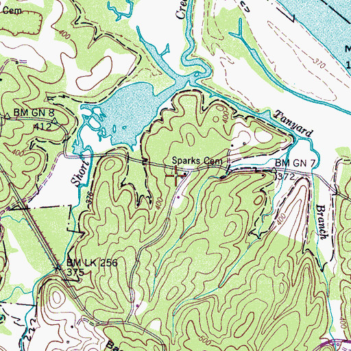 Topographic Map of Sparks Cemetery, TN