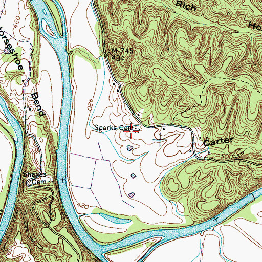 Topographic Map of Sparks Cemetery, TN