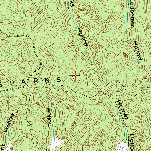 Topographic Map of Sparks Ridge, TN