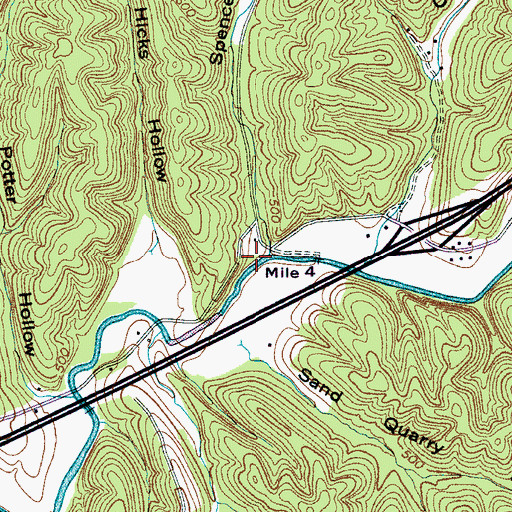 Topographic Map of Spence Hollow, TN