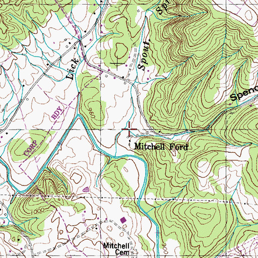 Topographic Map of Spencer Hollow, TN