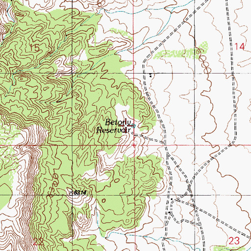 Topographic Map of Betony Reservoir, AZ