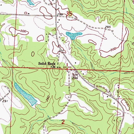 Topographic Map of Solid Rock Church, AL