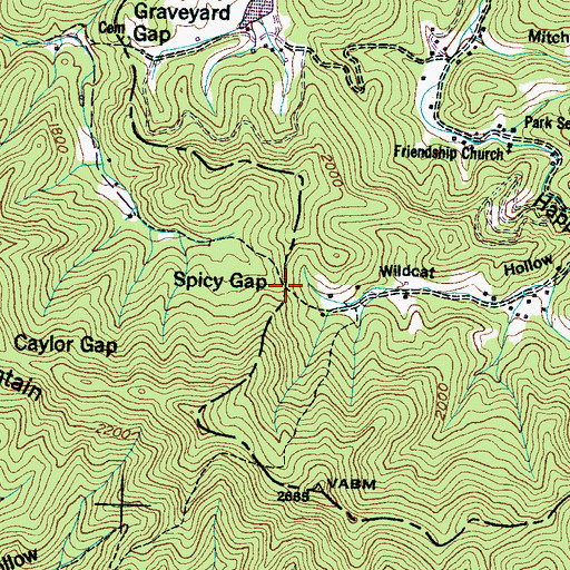 Topographic Map of Spicy Gap, TN