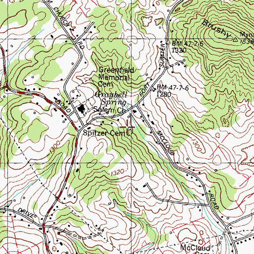 Topographic Map of Spitzer Cemetery, TN