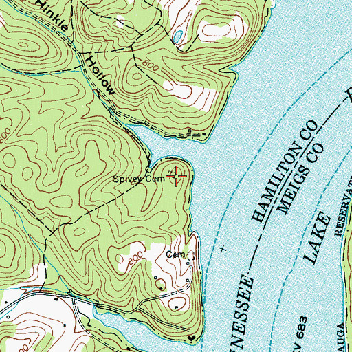 Topographic Map of Spivey Cemetery, TN