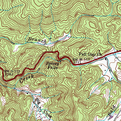 Topographic Map of Spivey Falls, TN