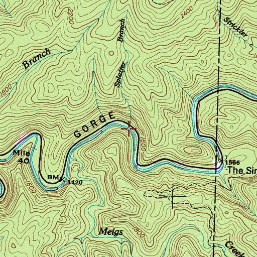 Topographic Map of Splatter Branch, TN