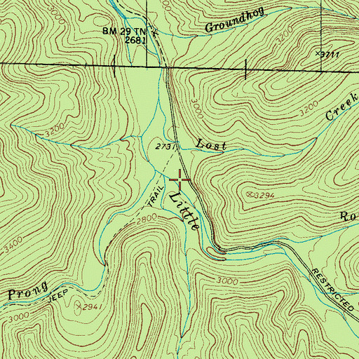 Topographic Map of Split Branch, TN