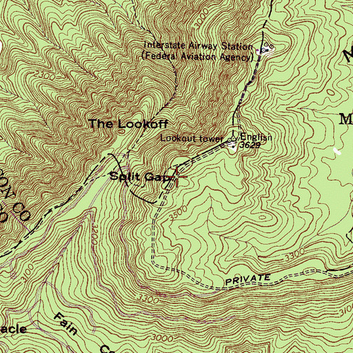 Topographic Map of Split Gap, TN
