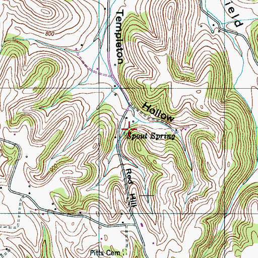 Topographic Map of Spout Spring, TN
