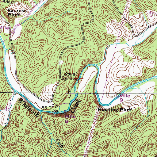 Topographic Map of Spout Spring, TN