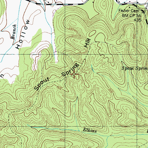 Topographic Map of Spout Spring Hill, TN
