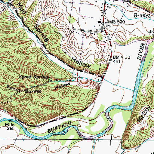Topographic Map of Spout Spring Hollow, TN