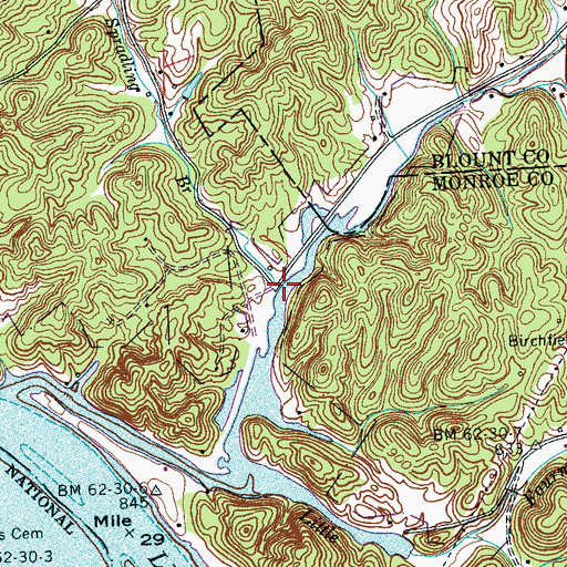 Topographic Map of Spradling Branch, TN