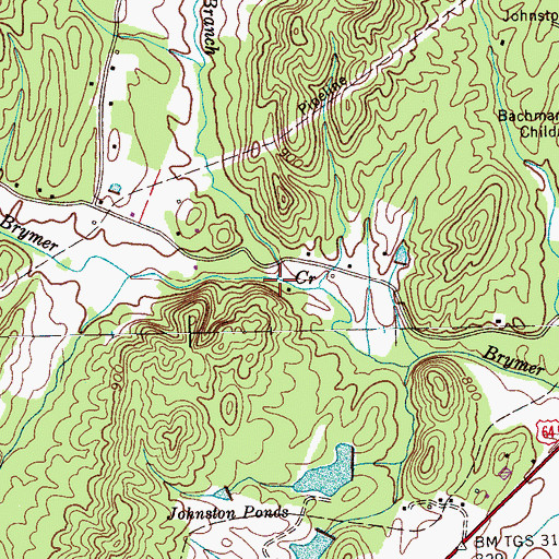 Topographic Map of Spring Branch, TN