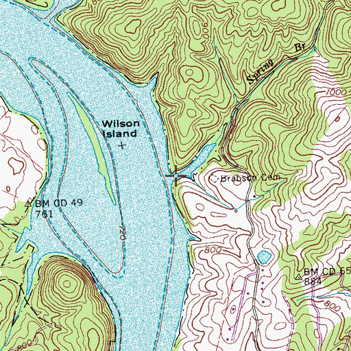 Topographic Map of Spring Branch, TN
