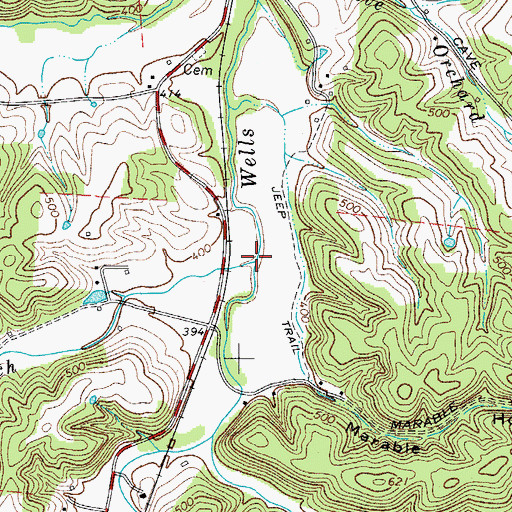 Topographic Map of Spring Branch, TN