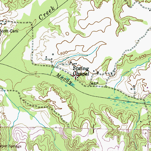 Topographic Map of Spring Chapel, TN