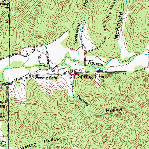 Topographic Map of Spring Creek, TN