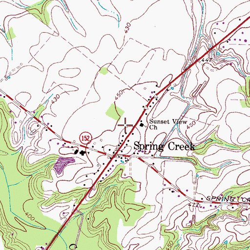 Topographic Map of Spring Creek, TN