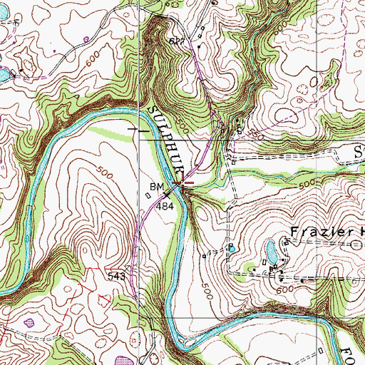 Topographic Map of Spring Creek, TN