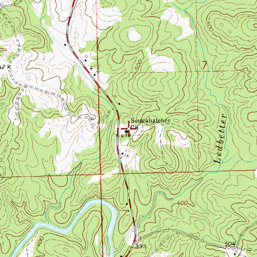 Topographic Map of Sougahatchee Church, AL
