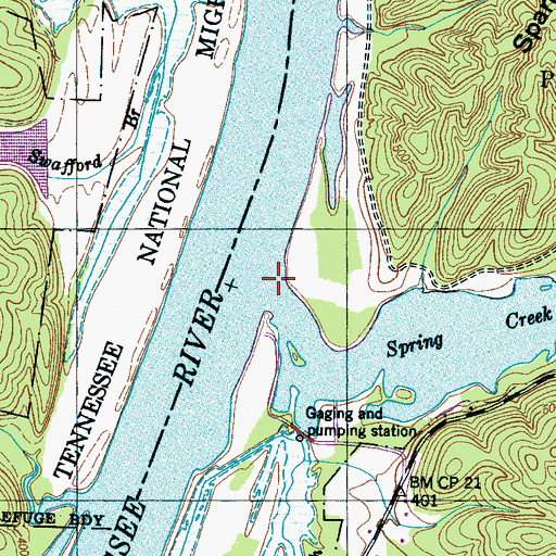 Topographic Map of Spring Creek, TN