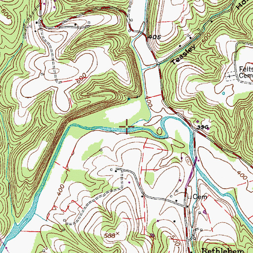Topographic Map of Spring Creek, TN